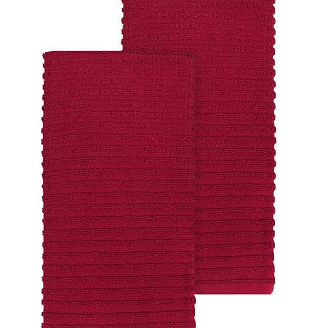 Ritz Royale Collection 100% Combed Terry Cotton, Highly Absorbent, Oversized, Kitchen Towel Set, 28" x 18", 2-Pack, Solid Paprika Red