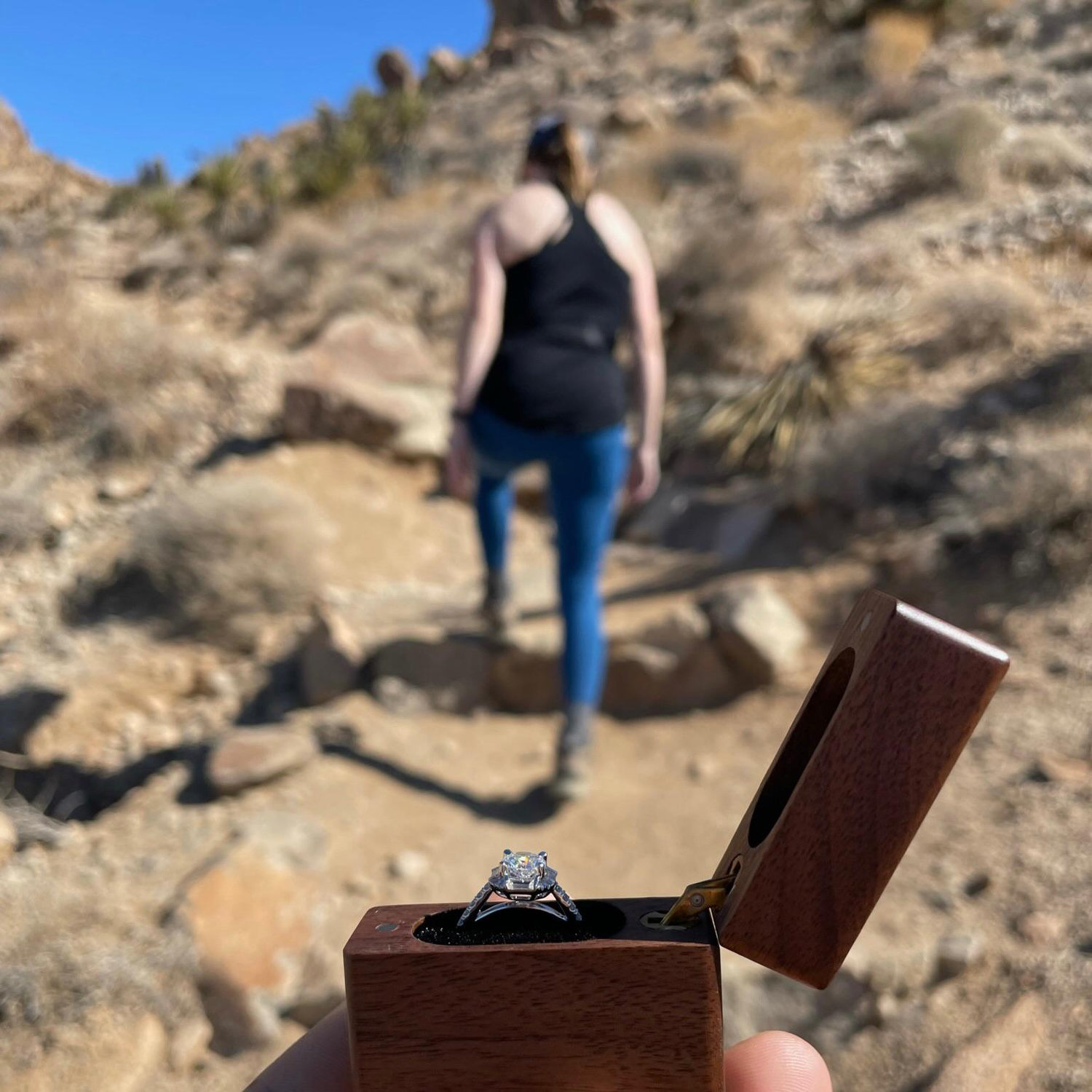 Patrick snuck this picture while on a hike hours before he proposed.