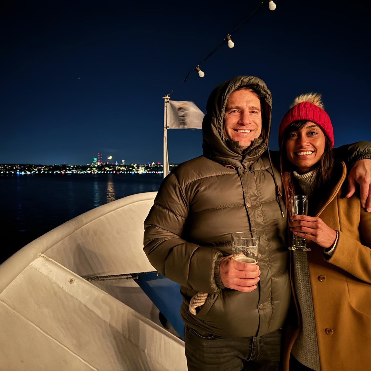 Christmas boat cruise in Seattle.