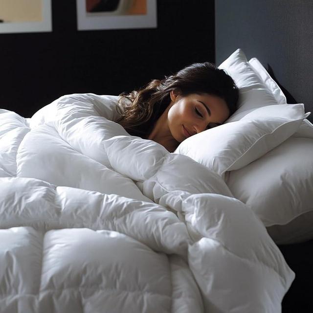 C&W Twin Down Comforter, Duvet Insert 68x90 inches, 45oz Fill Weight, 750 Fill Power, 100% Cotton Cover, Machine Washable, 3D Baffle Box, White