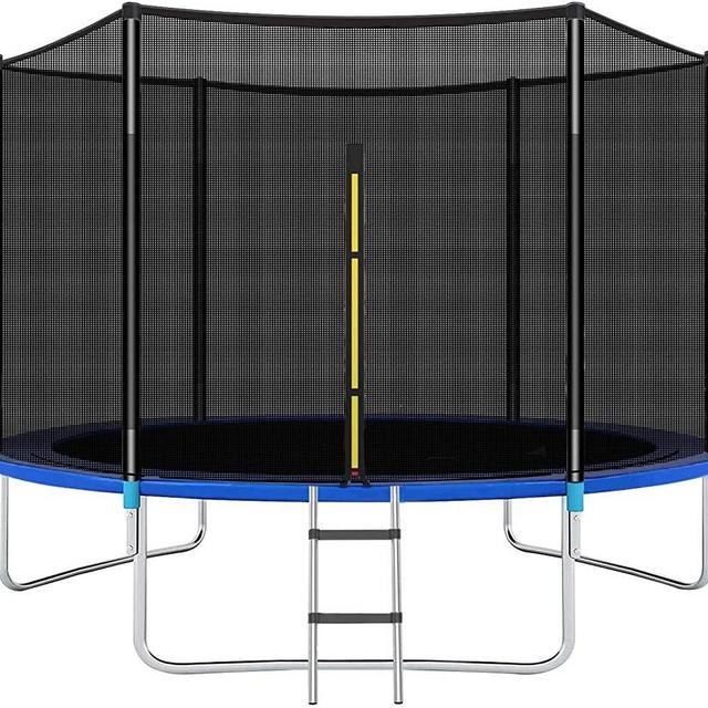 CalmMax Trampoline 12FT 10FT 14FT Jump Recreational Trampolines with Enclosure Net - ASTM Approved- Combo Bounce Outdoor Trampoline for Kids Family Happy Time