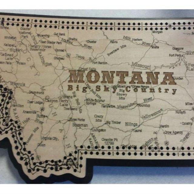 Montana State Shape Road Map Cribbage Board