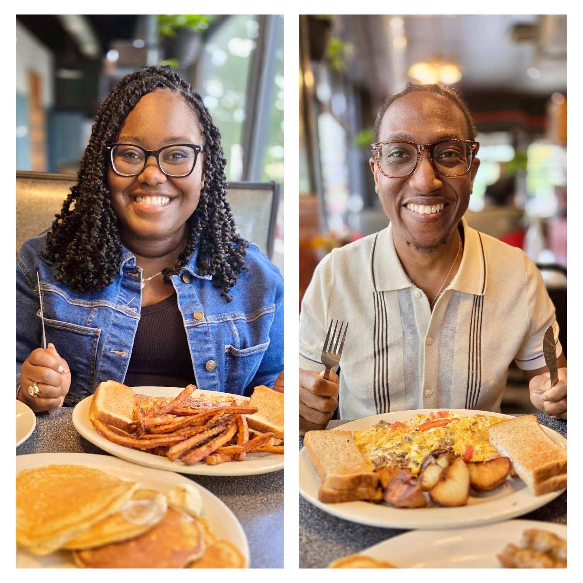 Providence Trip -- enjoying pancakes at the diner!