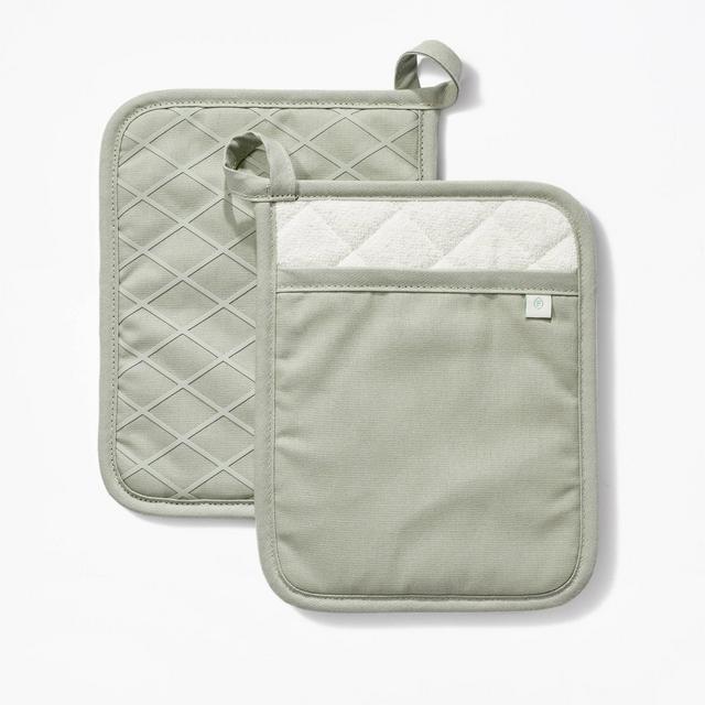 2pk Potholder Sage Green - Figmint™