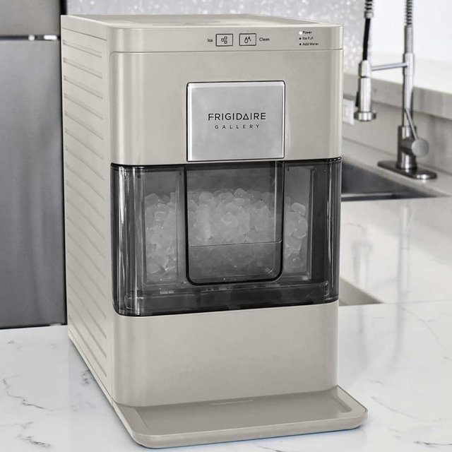 Frigidaire Nugget Ice Maker, Countertop Ice Machine with Transparent Window, Sonic Ice Maker with 44 lbs. Capacity, Auto Self Cleaning Ice Maker Machine, 2.0 Gen, Cream - 16.75D x 11.75W x 20.25H
