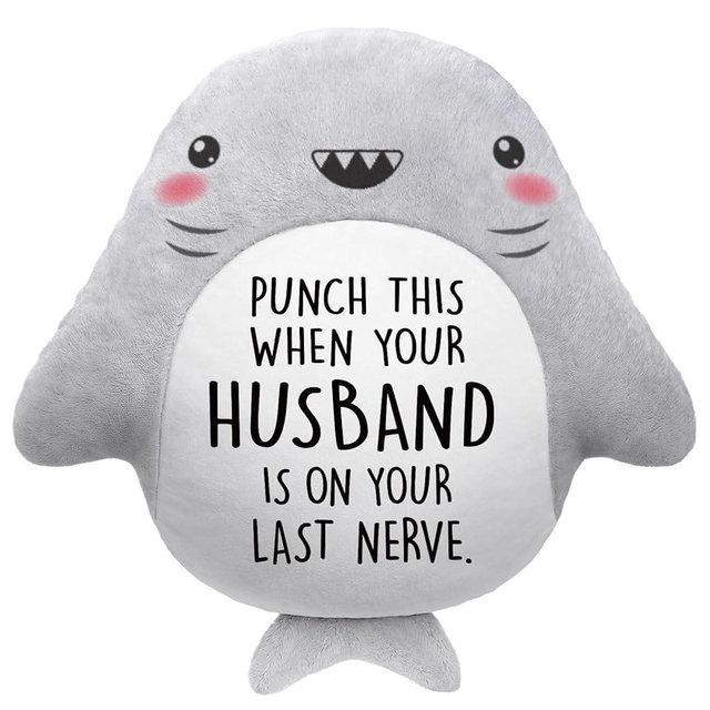 musaecoin Valentines Day Gifts for Wife- Cute Shark Pillow- Wife Anniversary Birthday Gifts from Husband, Birthday/Bridal Shower Friend Gift for Women, Gag/White Elephant Gift for Adults, 15”×15”