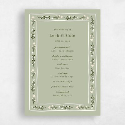 Olive Sage, Green Wedding Program - Maeva
