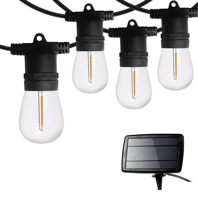 SUNTHIN 48ft Solar String Light Outdoor, USB Rechargeable Patio Solar Outdoor Lights with Waterproof & Shatterproof Solar Powered Bulbs for Backard, Porch, Garden, Pool, Party, Camping