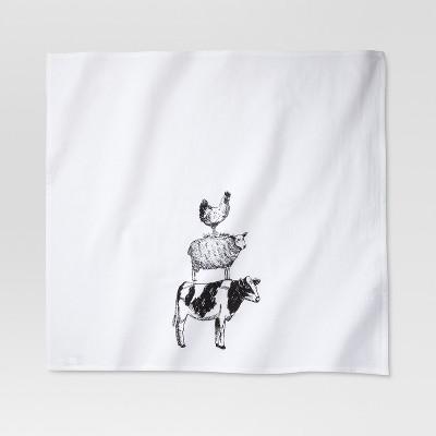 Farm Animal Flour Sack Kitchen Towel White - Threshold™