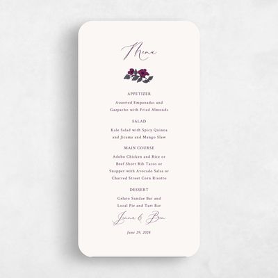 Purple Rounded Wedding Menu - Brighton