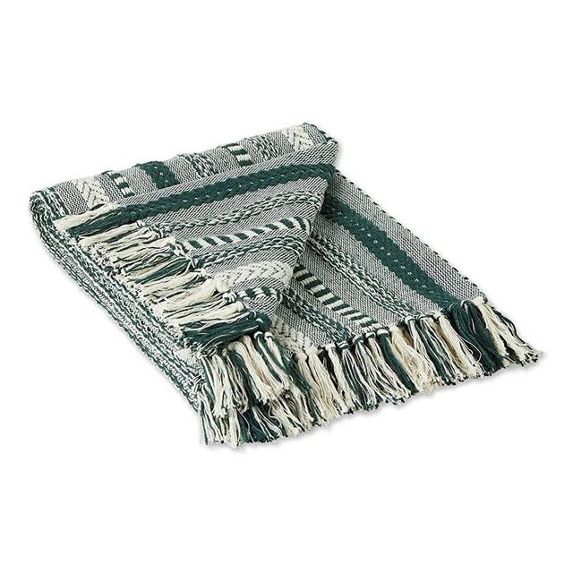 DII Braided Striped Throw, 50x60, Dark Green