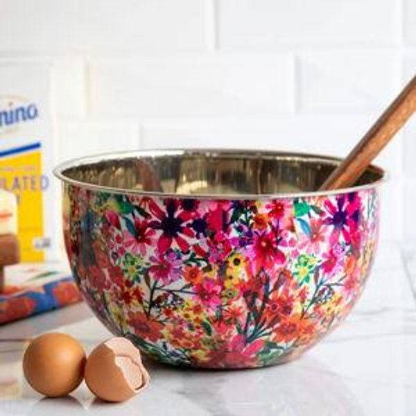Stainless Steel Bowl - Large Watercolor Floral