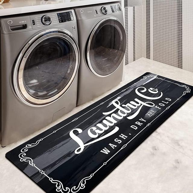 EARTHALL Laundry Room Rug Runner Grey 20"x59" Non Slip Waterproof Laundry Mat for Laundry Room Decor Washable Floor Carpet for Laundry Room, Mudroom, Kitchen, Washroom