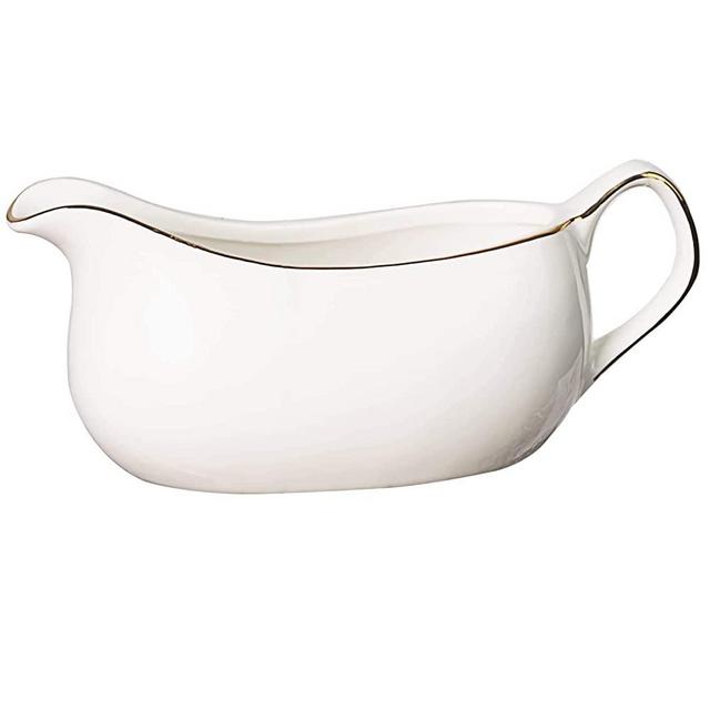 Kook Gravy Boat and Tray, Ceramic Make, 17oz, White