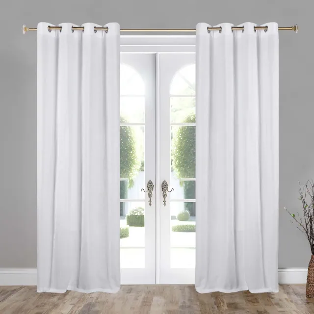 Chenille Room Darkening Machine Washable Semi-Blackout Curtain Panels, Set of 2, 52"x96", White - Blue Nile Mills