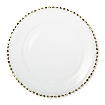 Gold Beaded Edge Glass Charger, Set of 4