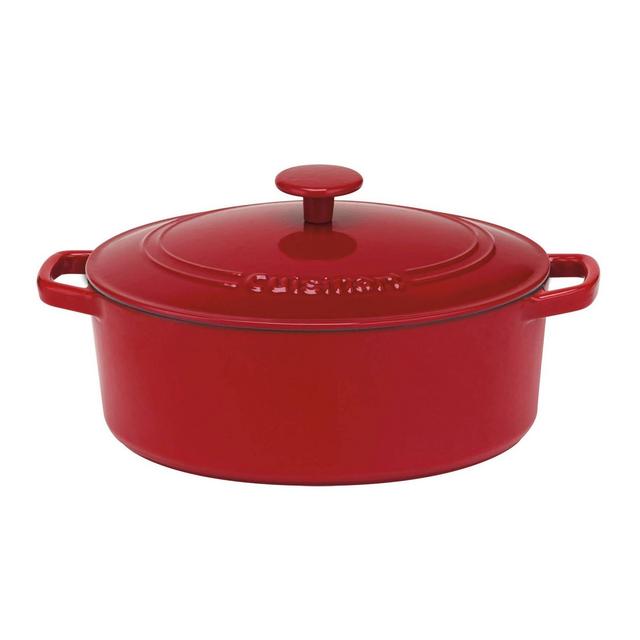 Cuisinart Chef's Classic 5.5qt Red Enameled Cast Iron Oval Casserole with Cover-CI755-30CR