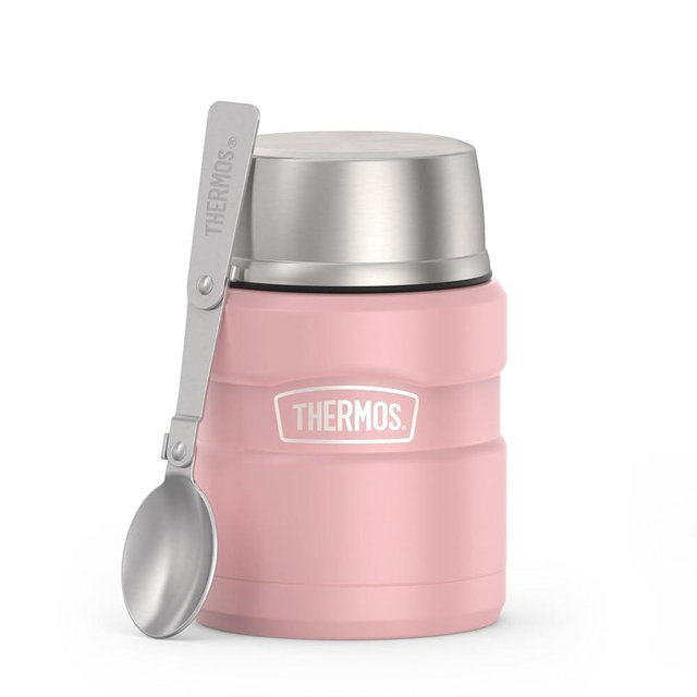 THERMOS ICON Vacuum-Insulated Food Jar with Spoon, 16 Ounce, Matte Rose