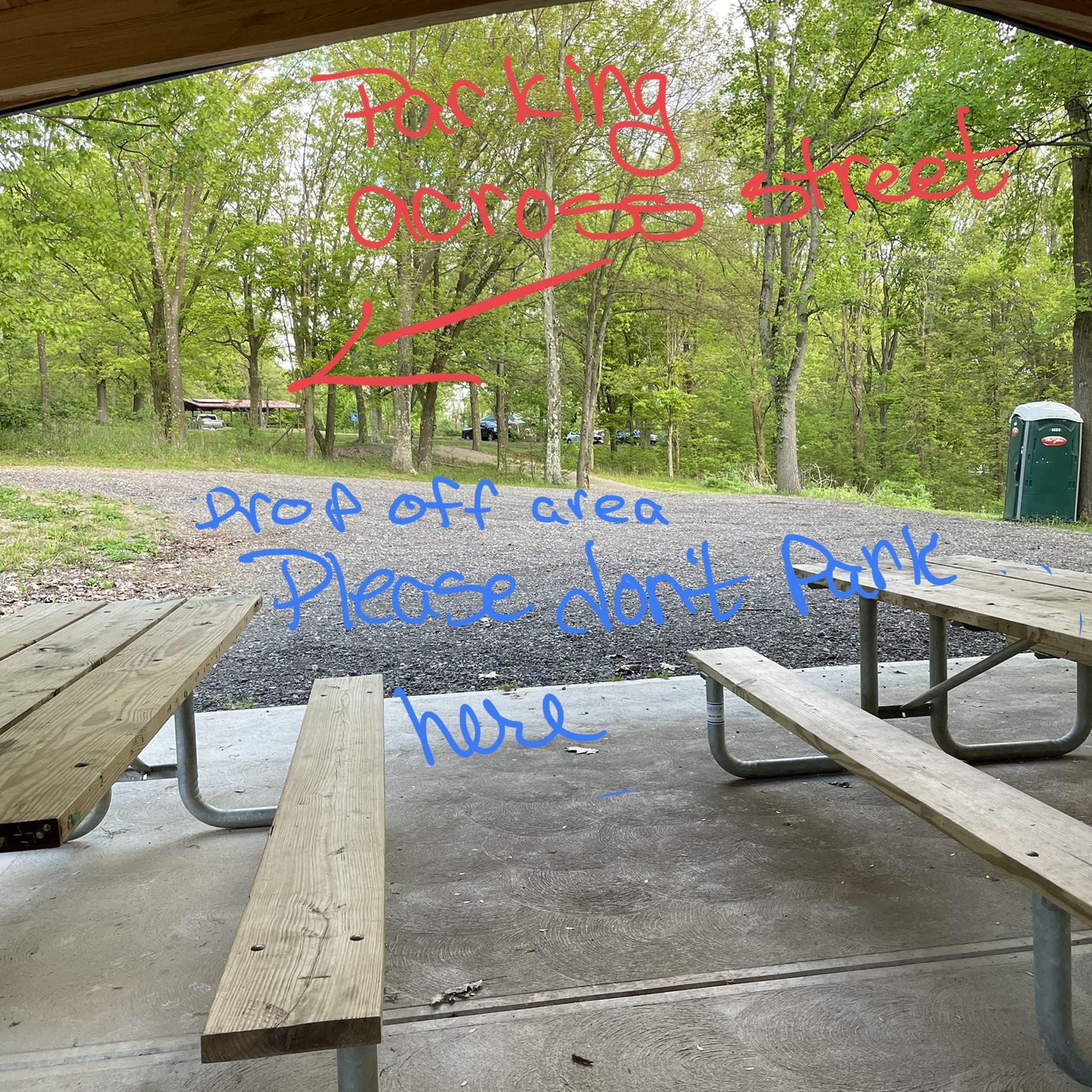 Pavilion and parking details.