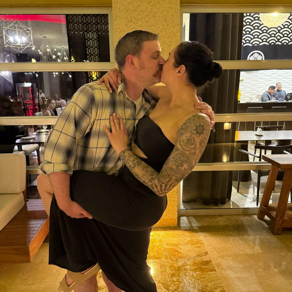 Mexico 2025! A stranger took this for us right before dinner at the Paradisus Playa Del Carmen La Perla.