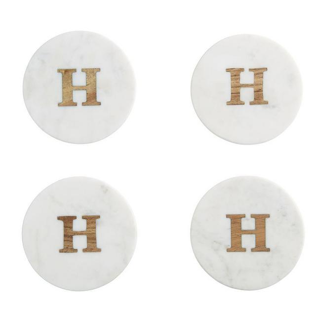 Alphabet Marble with Wood Coasters - H