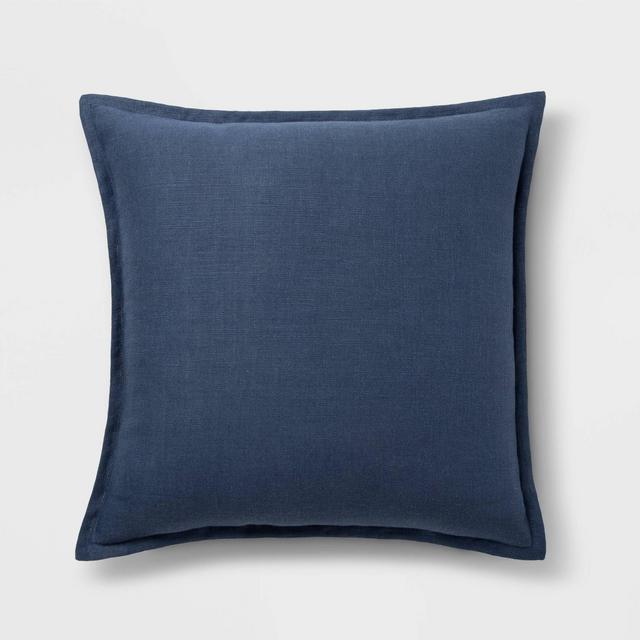 Washed Cotton/Linen Square Pillow Blue - Threshold™