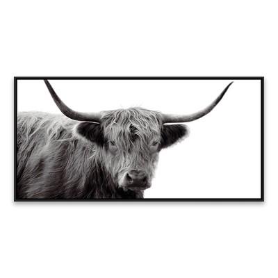 24.25"x48.25" Black & White Highland Cow Framed Wall Canvas - Threshold™