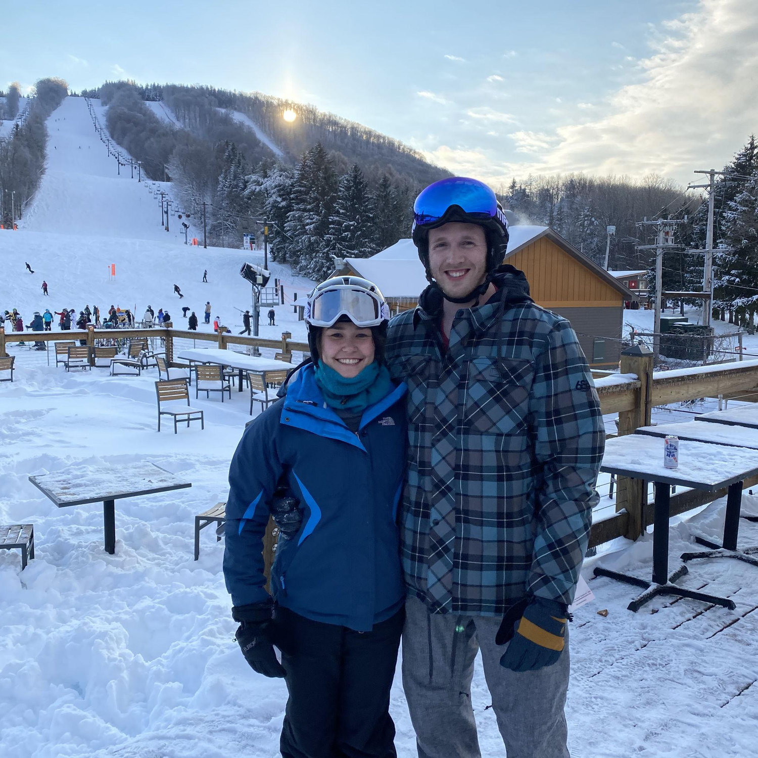 Rachel's first time skiing! Roger even learned to ski since he normally likes to snowboard.