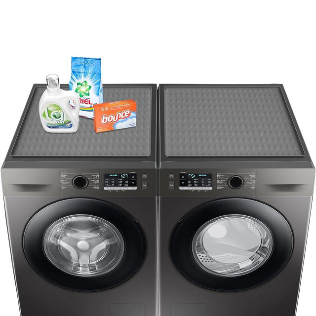 2 Pack Washer and Dryer Covers for the Top, 23.6'' x 19.7'' Silicone Rubber Mat for Laudry Machine & Dryer,Non-slip Heavy Duty Waterproof Washable Top Protector Mat Pad for Laundry & Kitchen