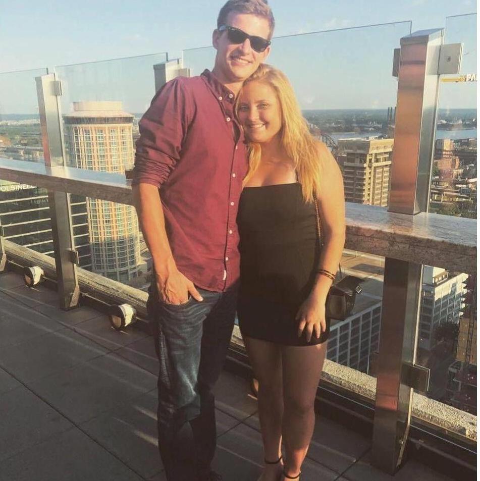 One of our first dates at the same place Evan proposed, Three Sixty Rooftop Bar.
