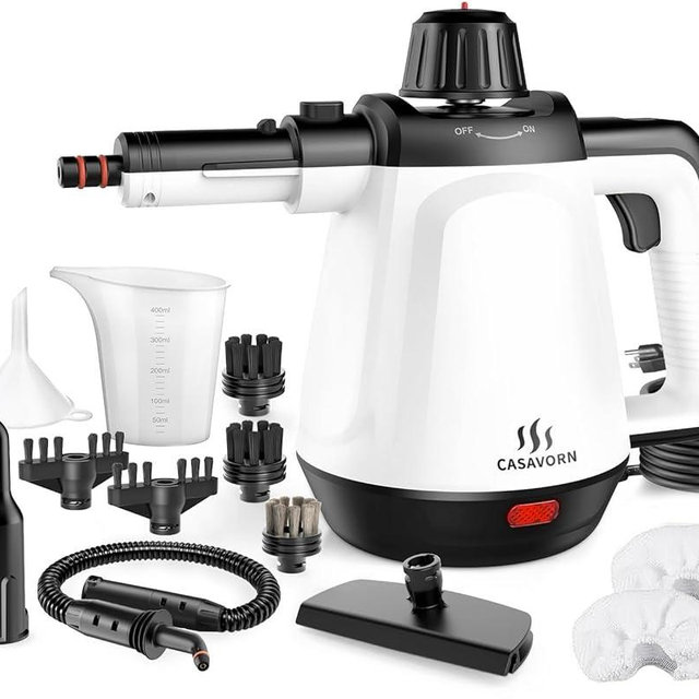 1200W Handheld Steam Cleaner for Home, Powerful Natural Multi‑Surface Steam Cleaner with 12 Accessories, 13.5oz Pressurized Steamer for Deep Cleaning Tile, Grout, Showers, Bathrooms, Kitchens & Car