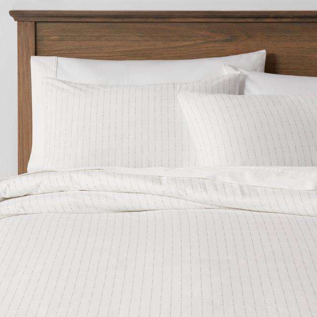Full/Queen Organic Solid Duvet & Sham Set White/Gray - Threshold™