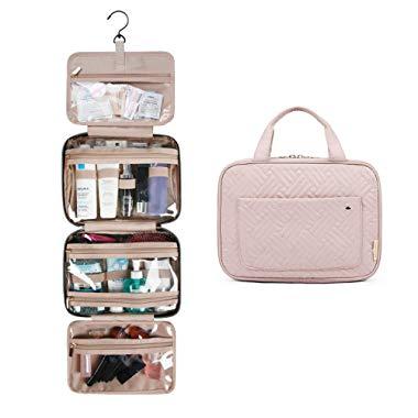 BAGSMART Toiletry Bag Travel Bag with Hanging Hook, Water-resistant Makeup Cosmetic Bag Travel Organizer for Accessories, Shampoo, Full Sized Container, Toiletries