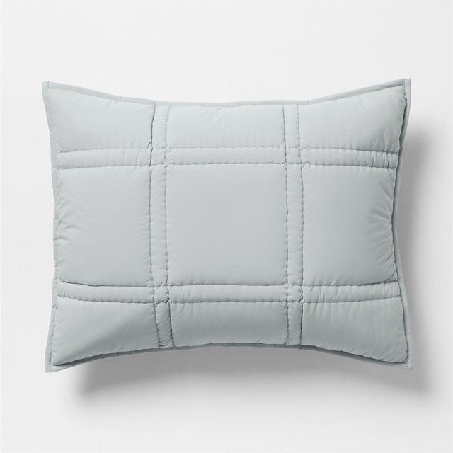 Favorite Washed Organic Cotton Percale Mist Blue Standard Comforter Bed Pillow Sham
