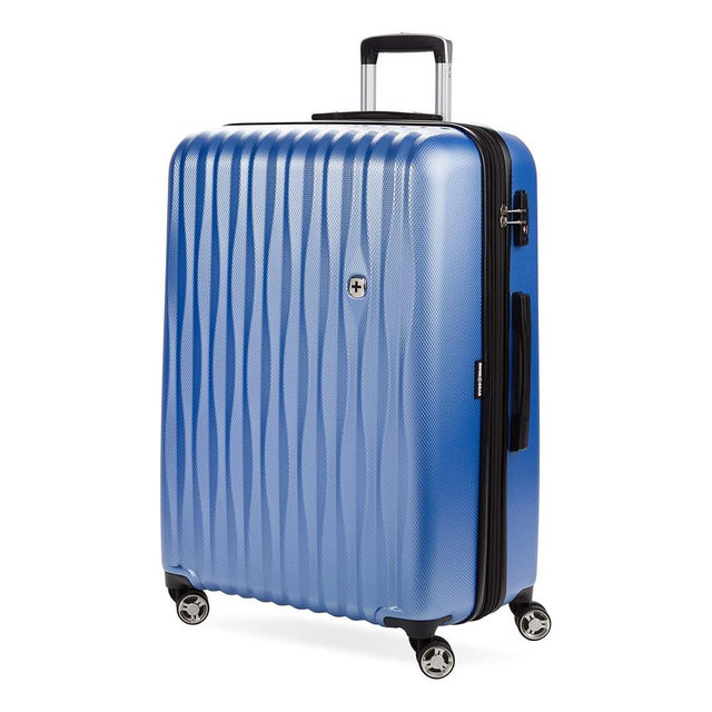 SwissGear 7272 Energie Expandable Hardside Luggage with Spinner Wheels and TSA Lock, Periwinkle Blue, Checked-Large 27-Inch