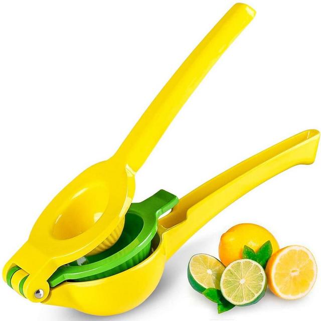 Zulay Kitchen Premium Quality Metal Lemon Lime Squeezer 2-in-1 - Manual Citrus Press Juicer