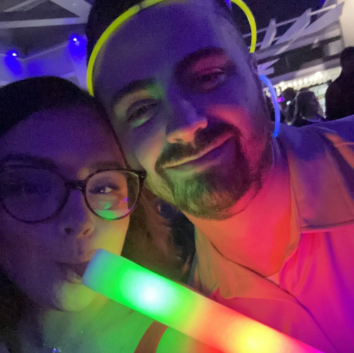 Being silly on the dance floor.