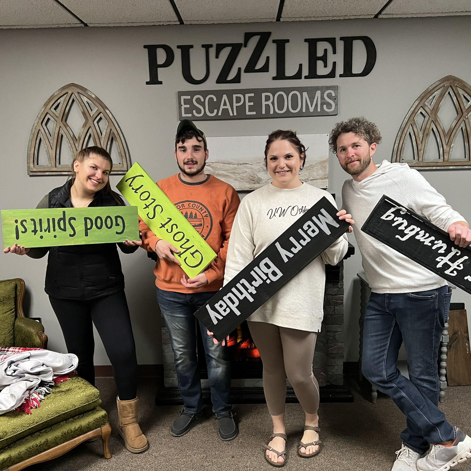 Escape room in North Dakota with Sarah's sister and her husband