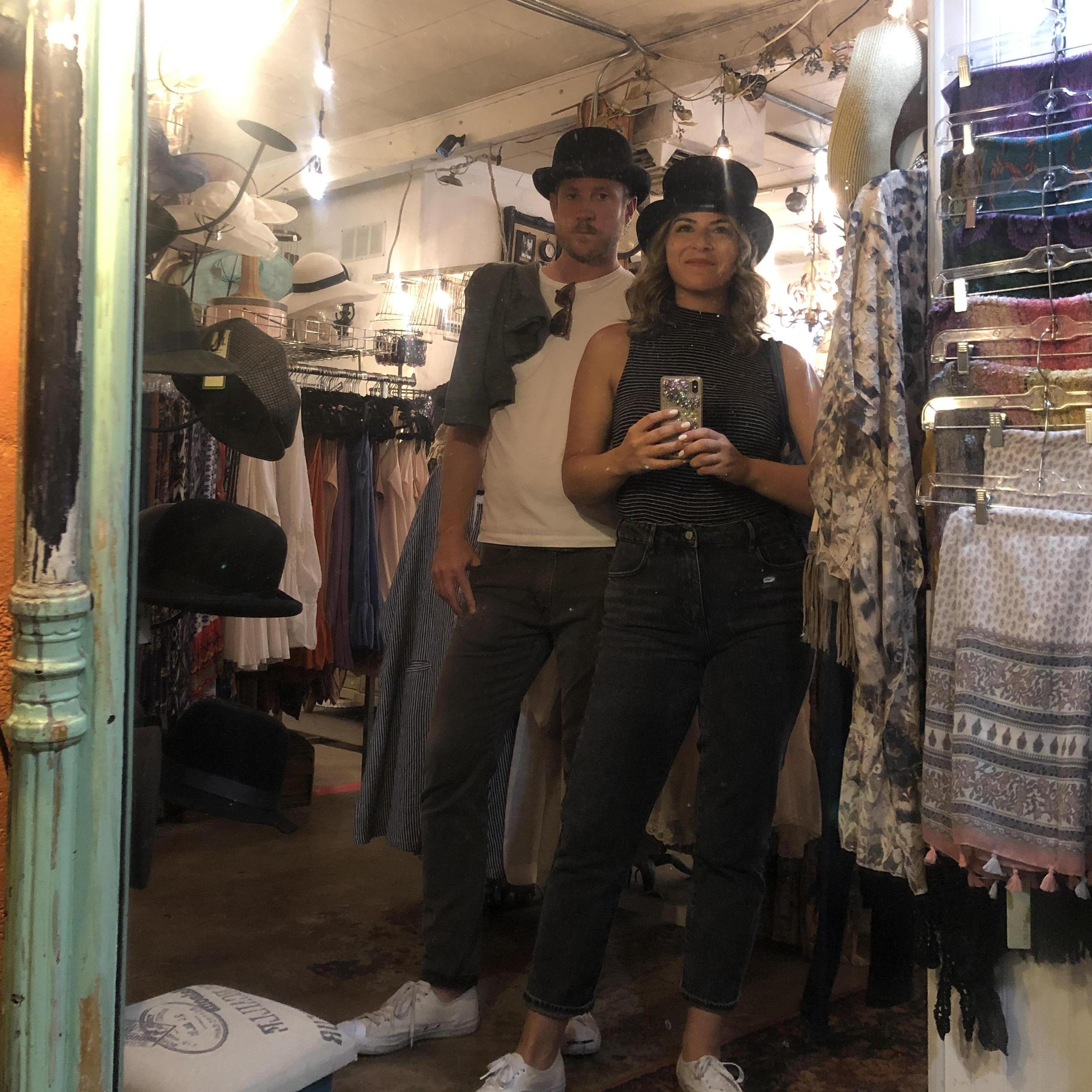 You know it's love when Matt is always up for a game of dress up at the local vintage shop