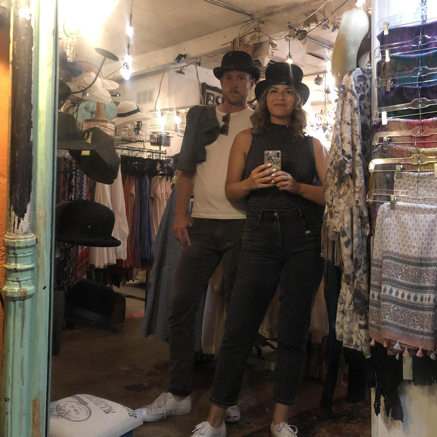 You know it's love when Matt is always up for a game of dress up at the local vintage shop