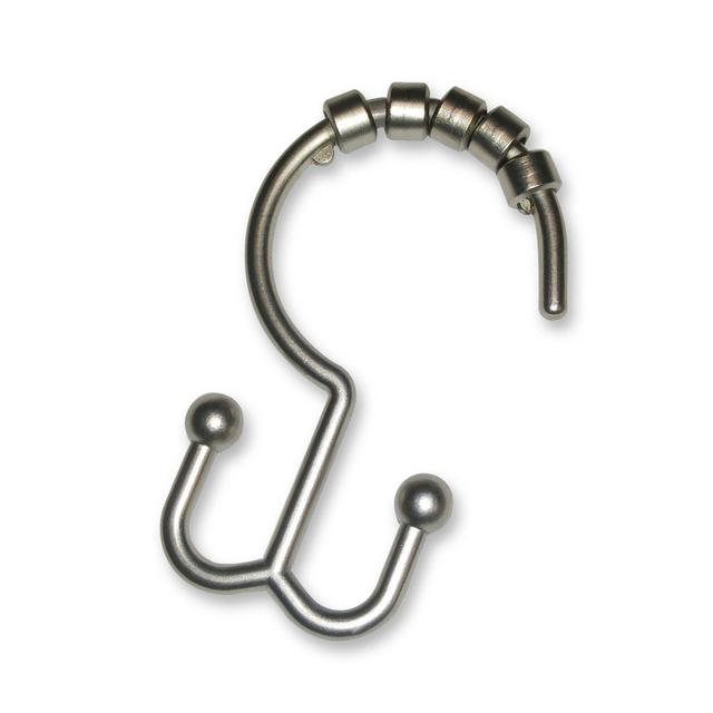TITAN® NeverRust® Aluminum Double Roller Shower Curtain Hooks in Nickel (Set of 12)