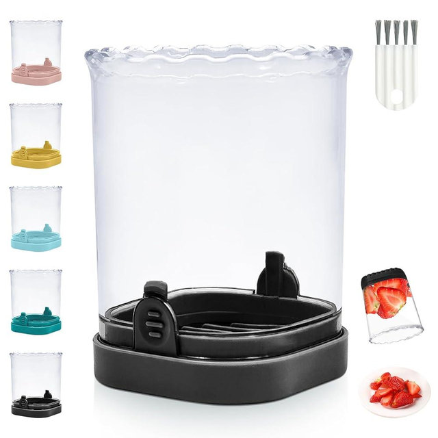 Strawberry Slicer: Fruit Slicer | Fruit Slicer Cup | Cup Slicer for Kitchen Gadget, Slicer For Cherry Strawberry Slicer Creative Kitchen Gadgets (Black)