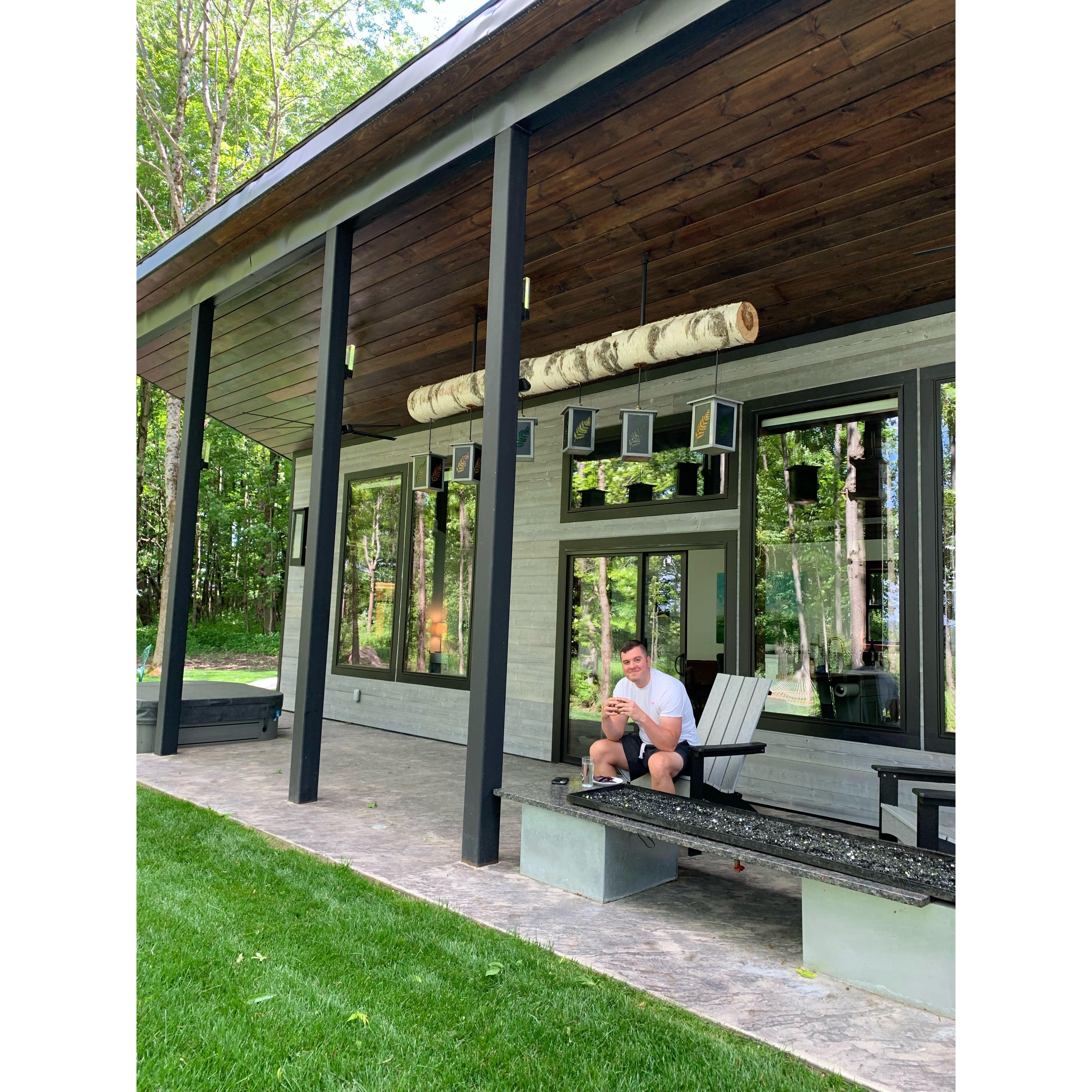 Our tiny house getaway in upstate New York, right after we made it official. We loved it so much, we came back a year later. That cozy Airbnb is a repurposed storage container!