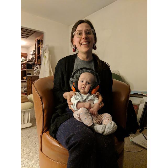Our neighbor and friend Lindsay with our friends' (Valentin and Valerie) baby, Lisbeth