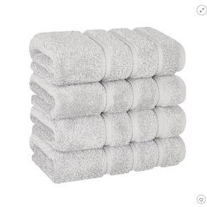 American Soft Linen Luxury Turkish 4 Piece Hand Towel Set, 100% Cotton 16x28 inches Soft and Quick Dry Hand Towels for Bathroom
