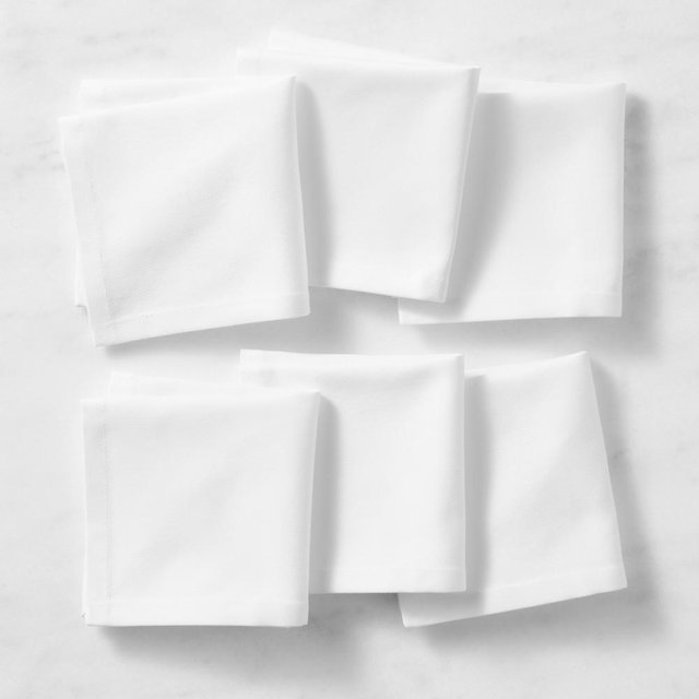 Hotel Cocktail Napkins, Set of 6, White