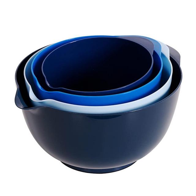 BoxedHome Classic Mixing Bowl Set, BPA Free Plastic, Microwave and Dishwasher Safe (Blue, Set of 4)