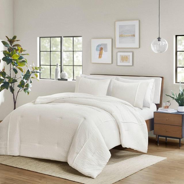 Beautyrest 3pc King/California King Apollo Striped Seersucker Oversized Comforter Set Ivory