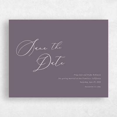 Dusty Purple Wedding Save the Date - Merlo Landscape