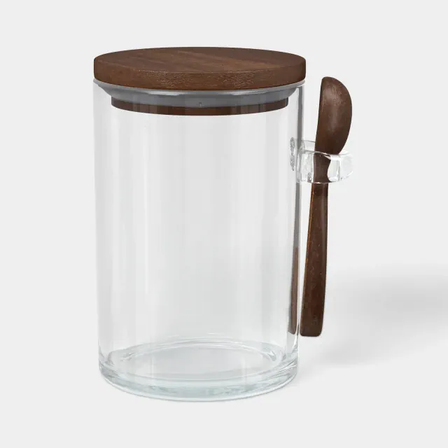 Dark Wood Top Small Canister with Spoon Clear - Threshold™